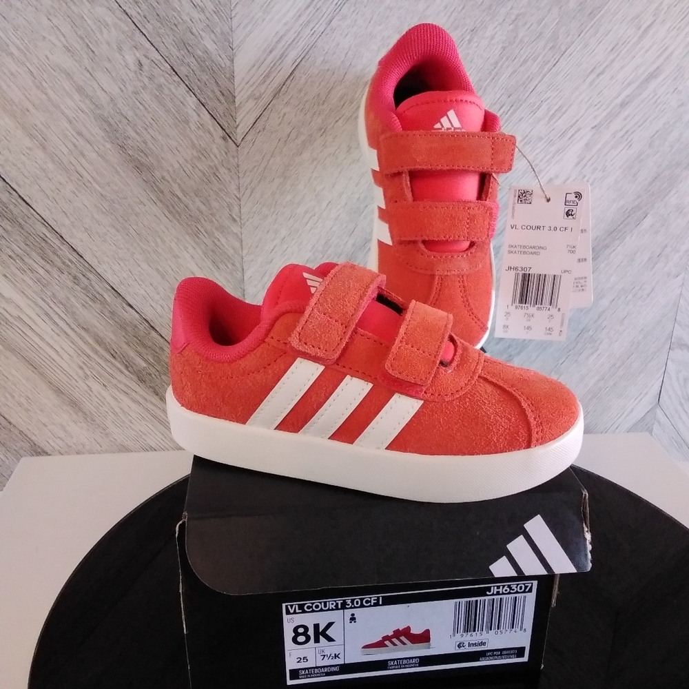 Adidas Kids VL Court 3.0 CFl Skateboard Sneakers Sz:US 8K Unisex (Orange)